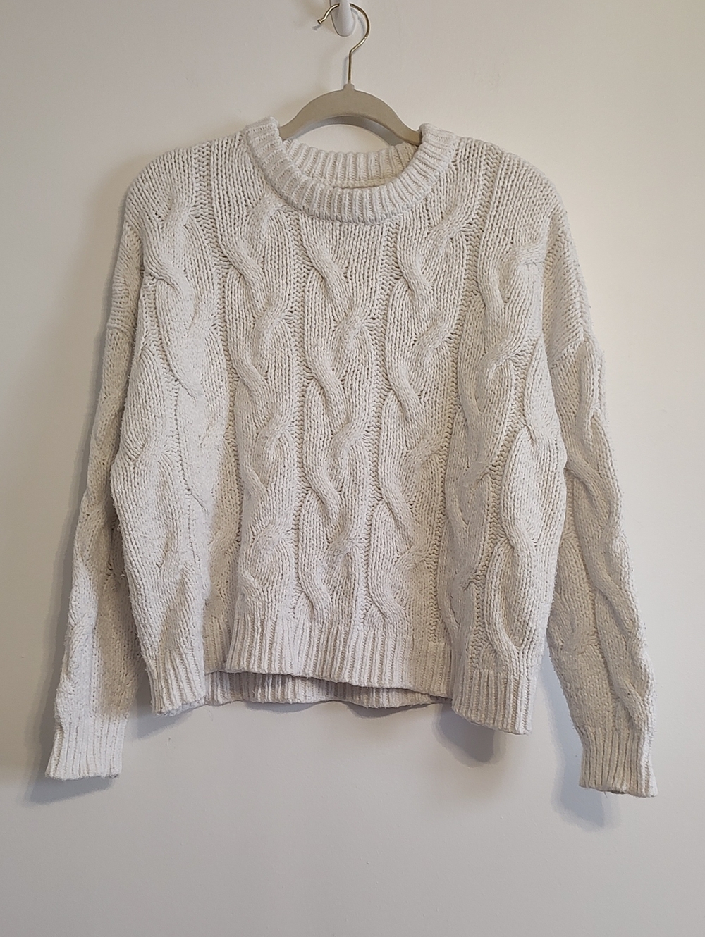 Aerie White Chunky Knit Sweater